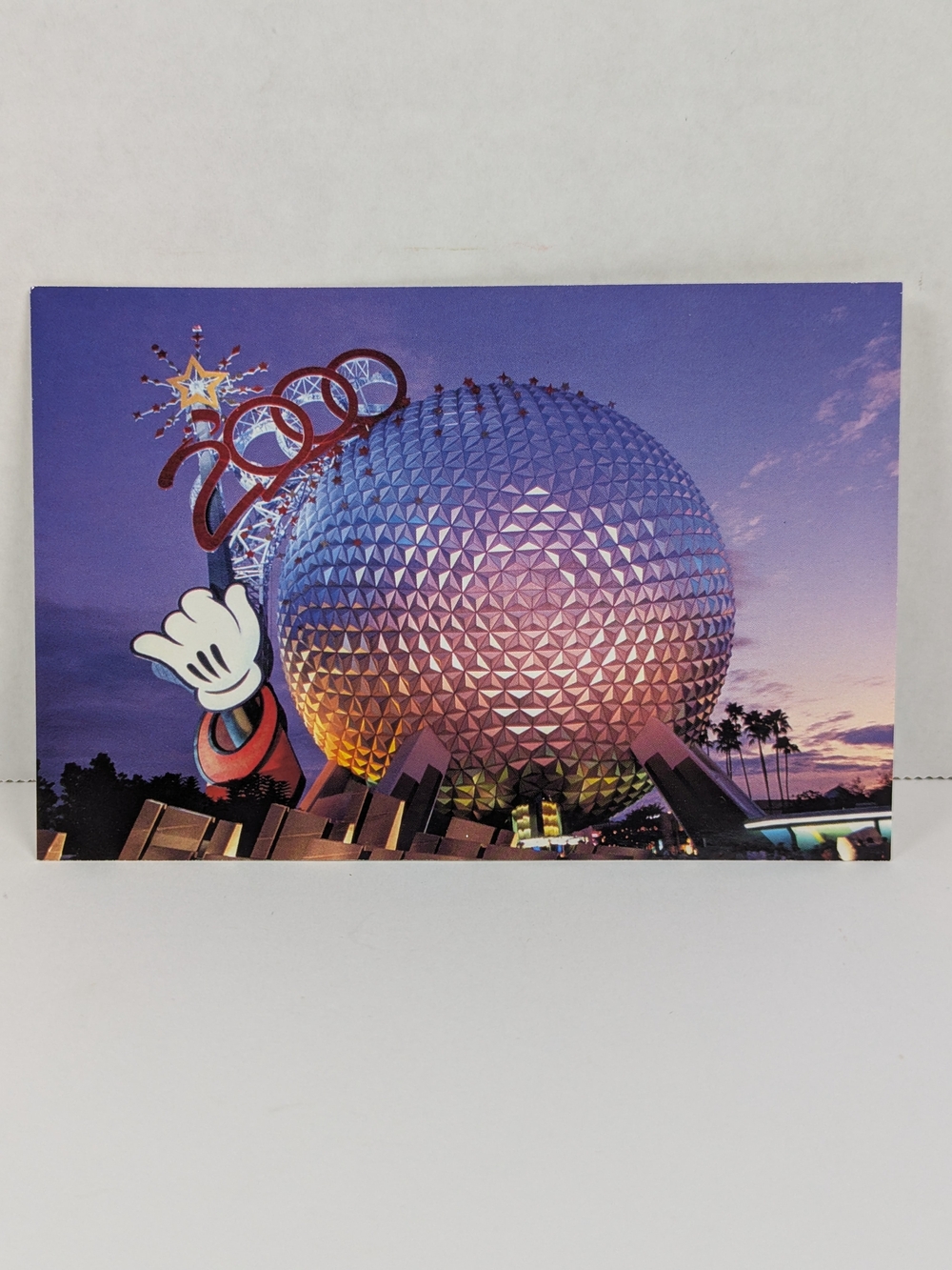 Vintage Disney Postcard Epcot Millennium 2000 Mickey Mouse Spaceship Earth